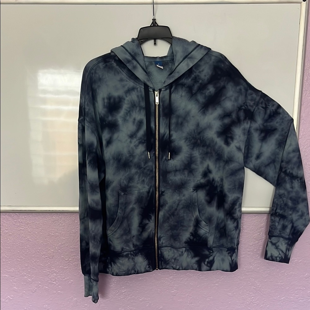 Old Navy Blue/Dark Blue Tie-Dye Zip Up Sweater